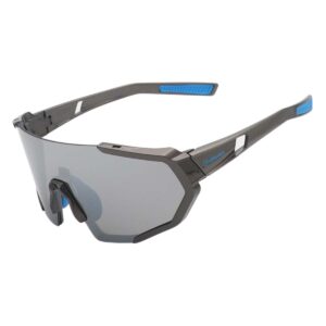 Óculos Ciclismo EL56 Lente Policarbonato Fume Uv400 Cinza/Azul