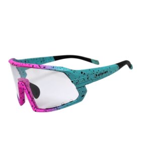 Óculos Ciclismo EL300 Lente Fotocromática Armação Bicolor Rosa/Verde