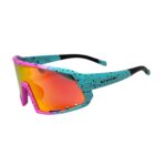 Óculos Ciclismo EL300 Lente Policarbonato Colors UV400 Armação Bicolor Rosa/Verde